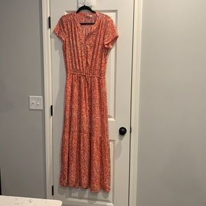 Red floral maxi dress